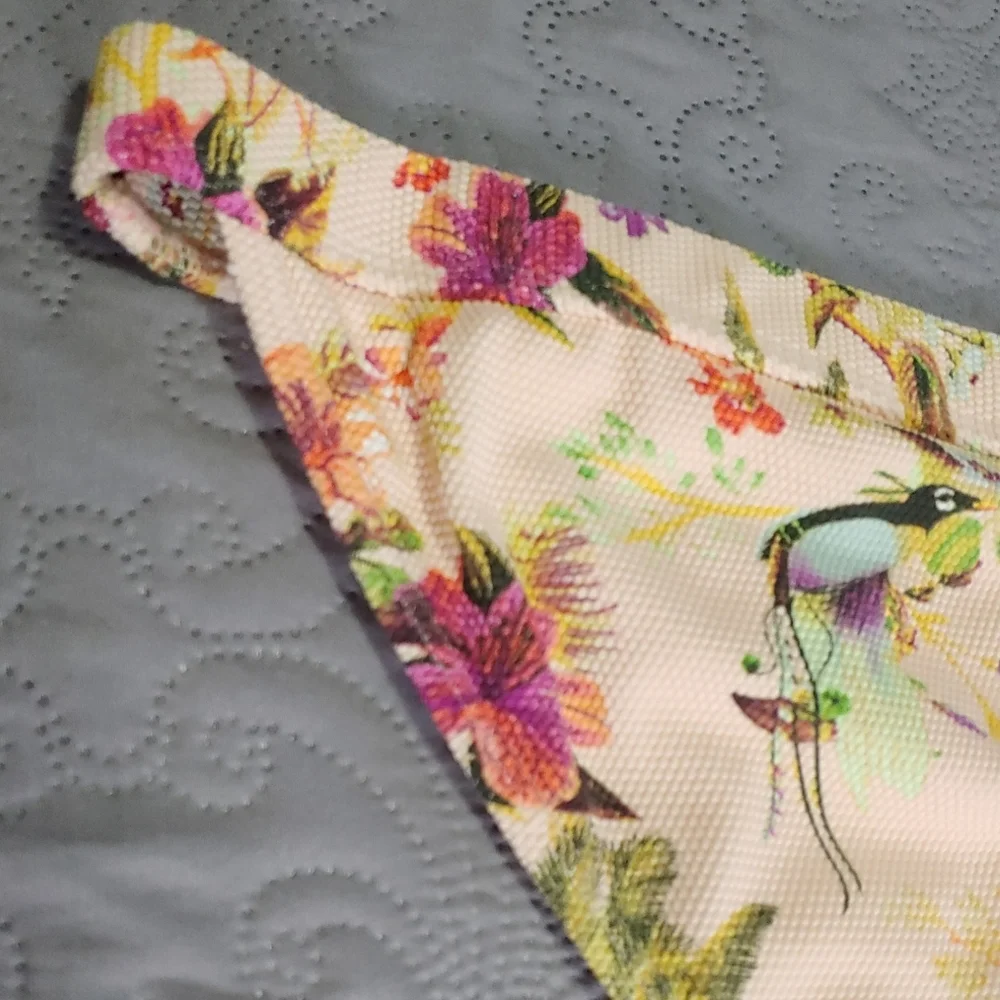 Cabana del Sol Floral Pink Bikini Bottom Small